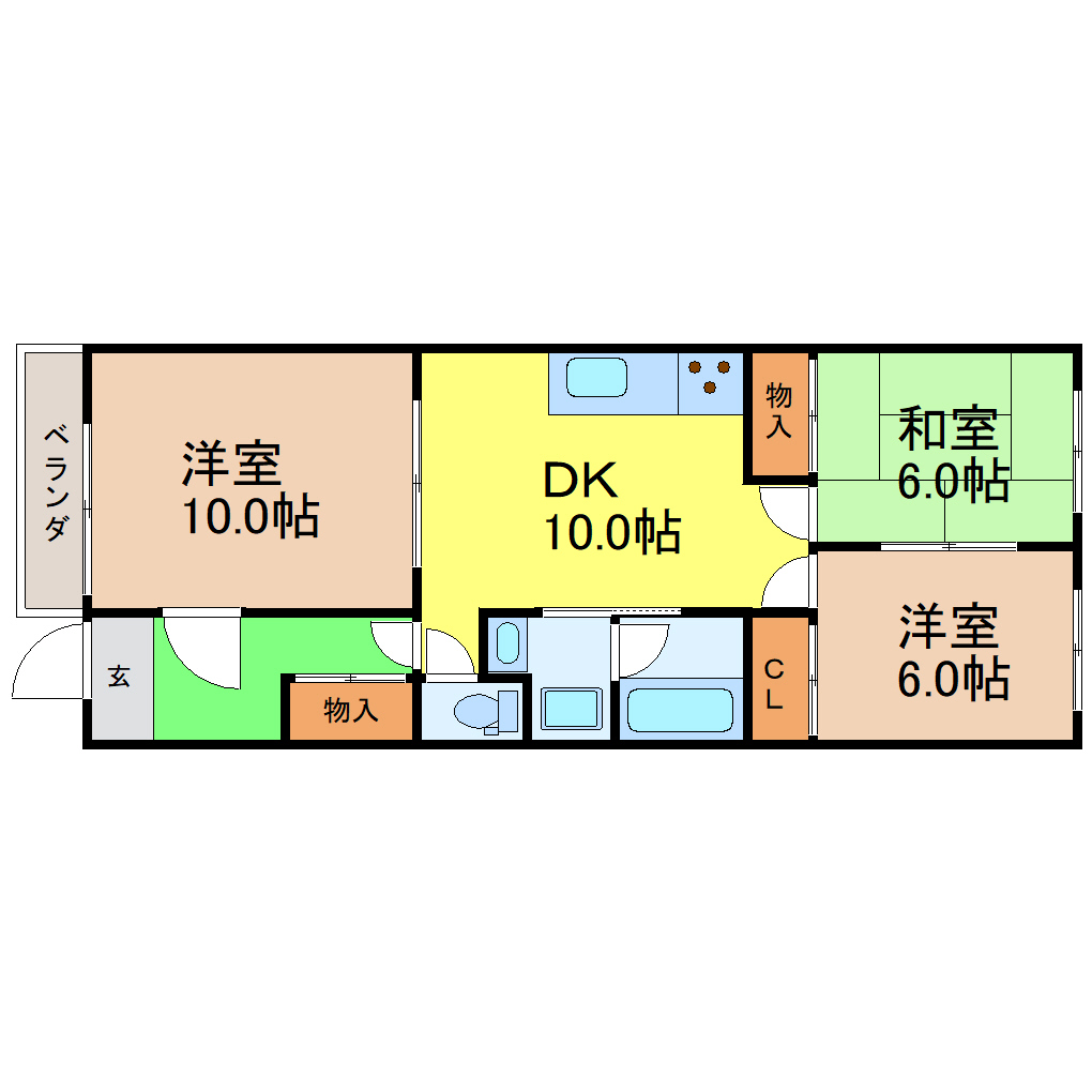 地下鉄名城線 名城公園駅 徒歩7分 3階建 築40年の間取り写真