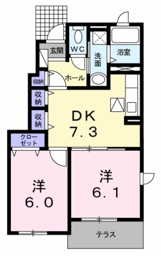 阿波市土成町吉田のアパートの間取り