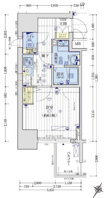 大阪市西区江戸堀のマンションの間取り