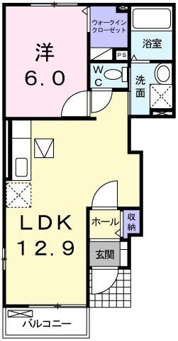 安芸高田市吉田町吉田のアパートの間取り