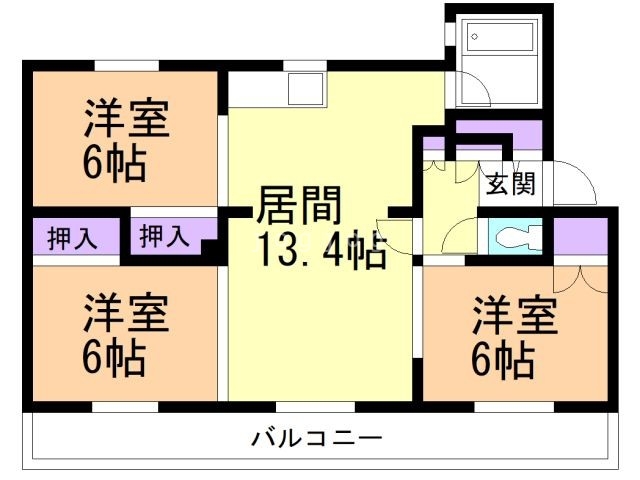 苫小牧市しらかば町のマンションの間取り