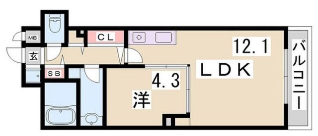 神戸市中央区中山手通のマンションの間取り