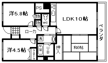 泉佐野市上町のマンションの間取り