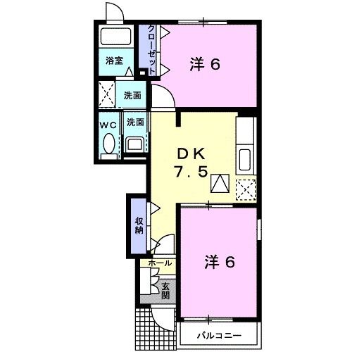 塩竈市一森山のアパートの間取り