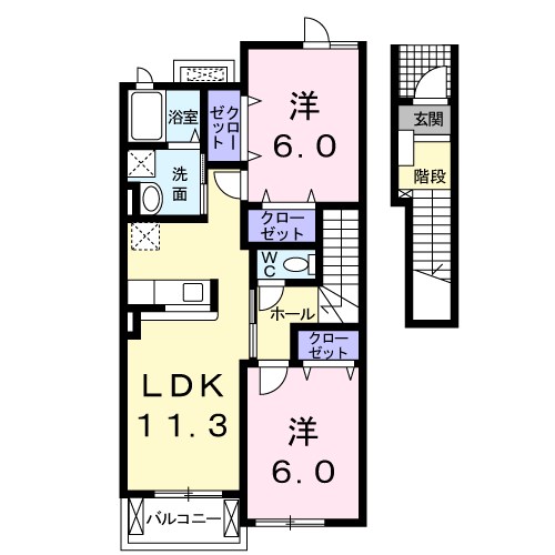 神崎郡福崎町福田のアパートの間取り