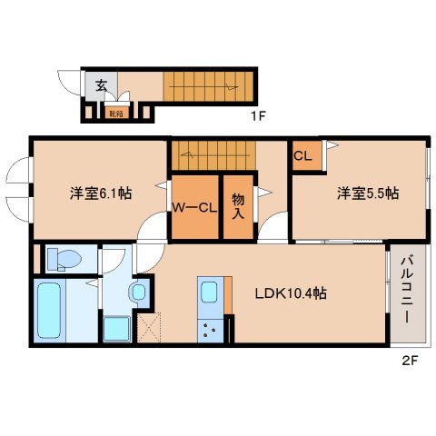 木津川市加茂町里のアパートの間取り