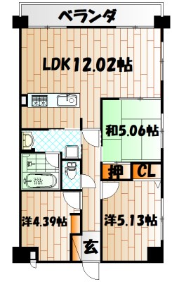 ラフィーネ到津学園通りの間取り