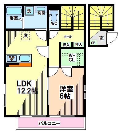 国立市谷保のアパートの間取り