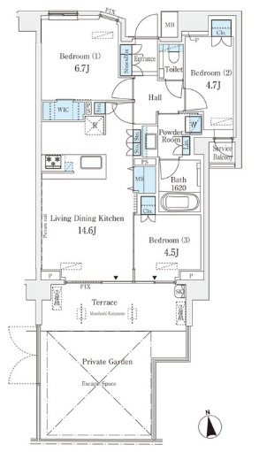 【世田谷区砧のマンションの間取り】