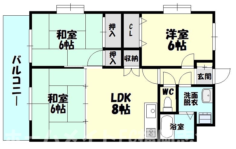 糟屋郡志免町南里のマンションの間取り