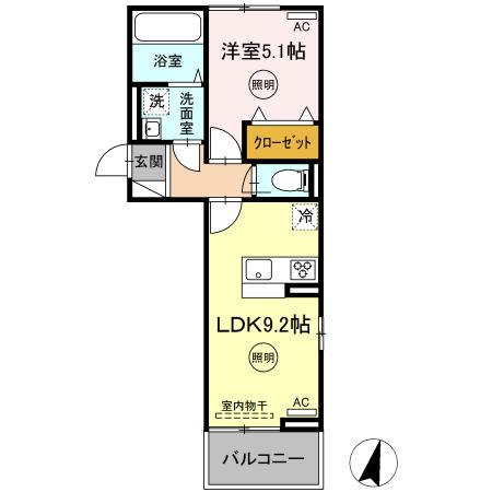 北九州市若松区用勺町のアパートの間取り