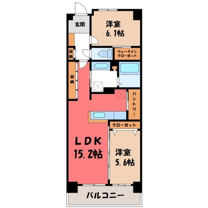 宇都宮市大通りのマンションの間取り