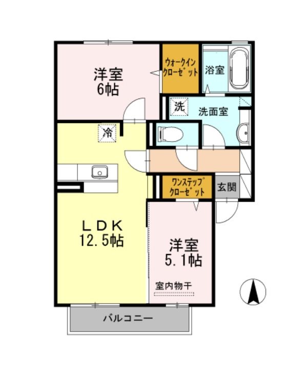 【柏原市古町のアパートの間取り】