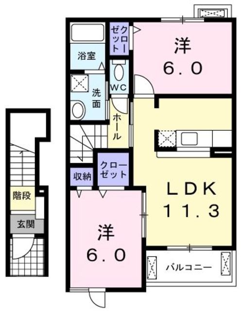 西多摩郡日の出町大字平井のアパートの間取り