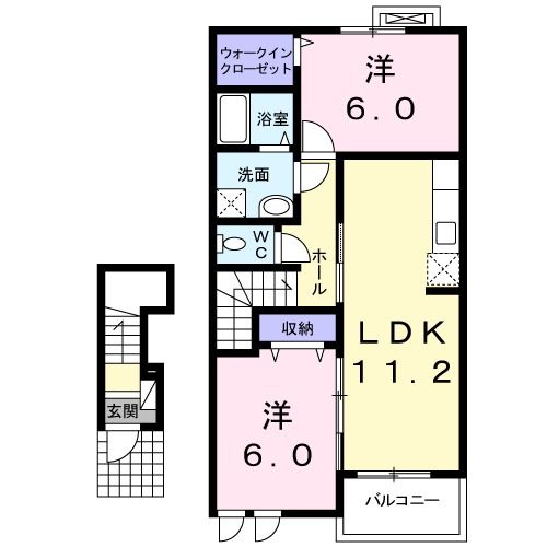 伊賀市三田のアパートの間取り