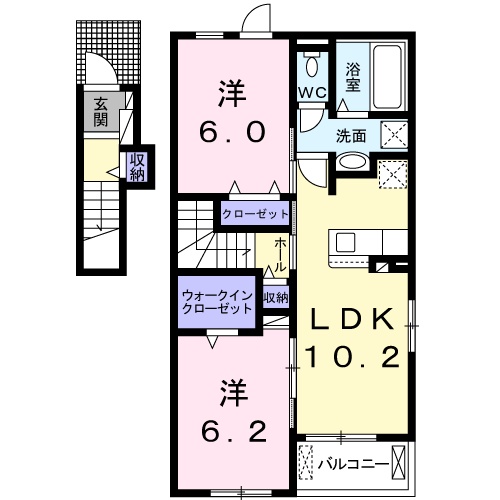 広島市東区福田のアパートの間取り