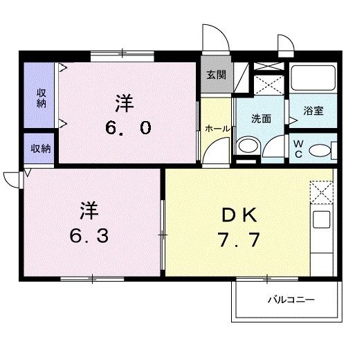 中間市土手ノ内のアパートの間取り