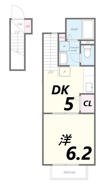 姫路市飾磨区中浜町のアパートの間取り