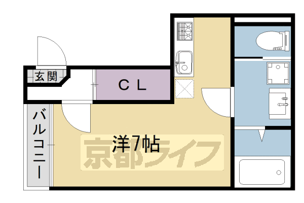 京都市伏見区深草平田町のアパートの間取り