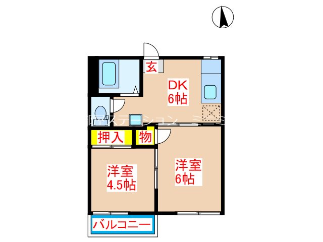 霧島市隼人町真孝のアパートの間取り