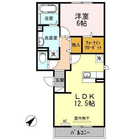 新潟市江南区亀田向陽のアパートの間取り