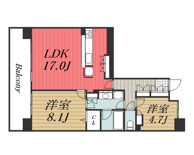 ＪＲ京葉線 千葉みなと駅 徒歩7分 14階建 築29年の間取り写真