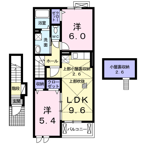 雲南市木次町下熊谷のアパートの間取り