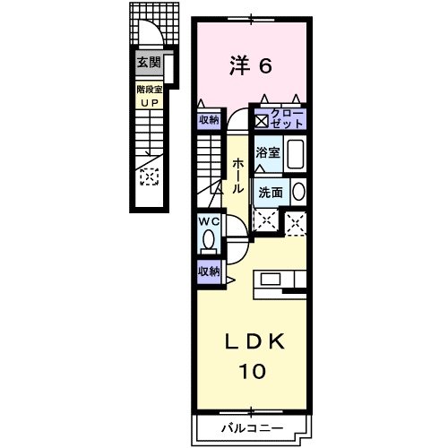 福山市南蔵王町のアパートの間取り