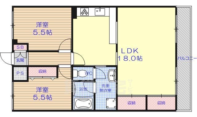 大津市見世のマンションの間取り