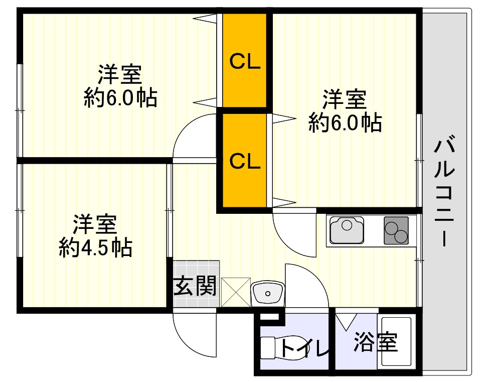 広島市南区東雲のマンションの間取り