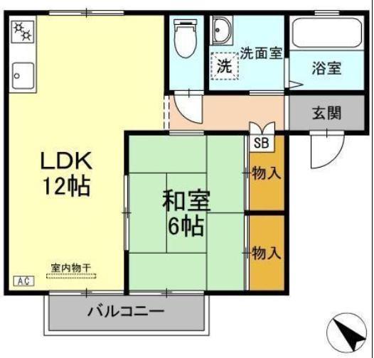 広島市佐伯区利松のアパートの間取り