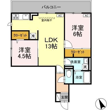 【相模原市中央区相模原のアパートの間取り】