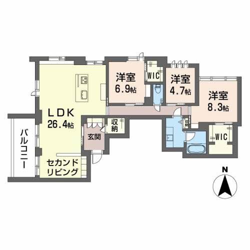 松山市小坂のマンションの間取り