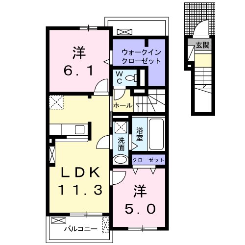 南九州市川辺町田部田のアパートの間取り