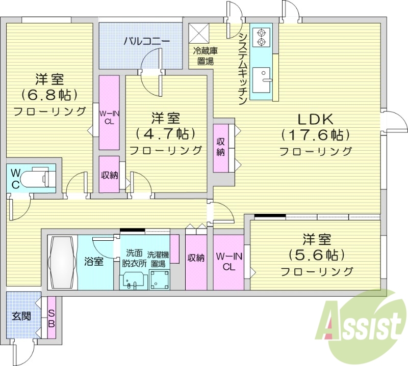 アルファスクエアS17の間取り