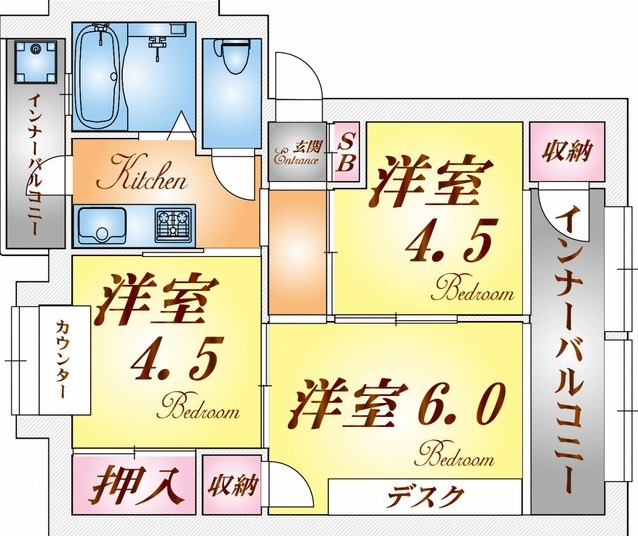 神戸市垂水区舞子台のマンションの間取り