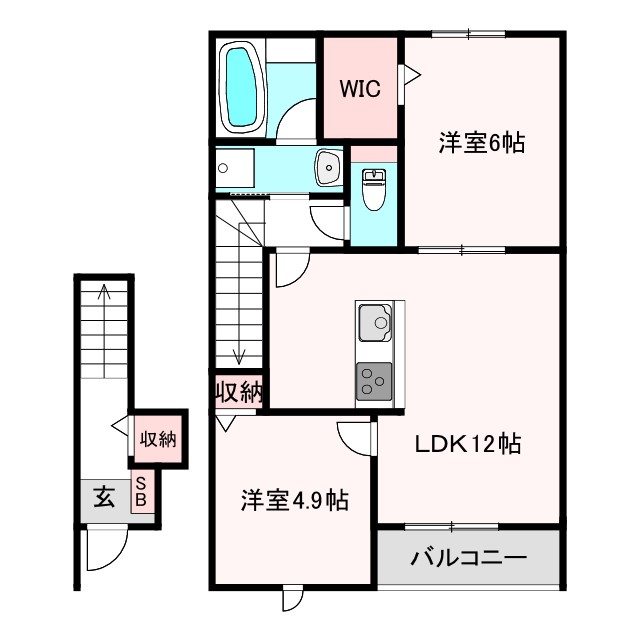 大阪市東住吉区西今川のアパートの間取り