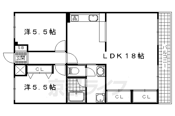 大津市見世のマンションの間取り