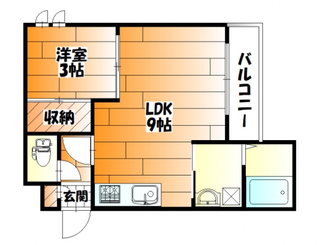 広島市安佐南区祇園のアパートの間取り