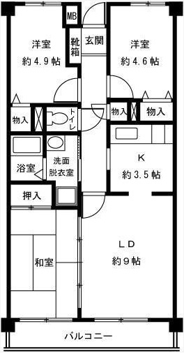 調布市多摩川のマンションの間取り