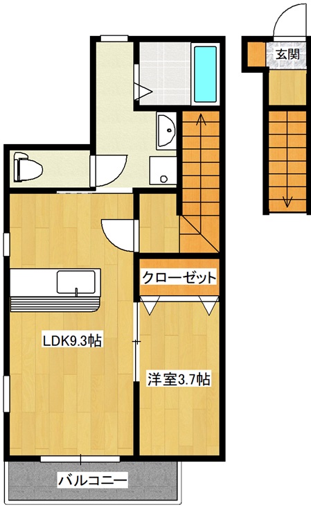 郡山市菜根のアパートの間取り