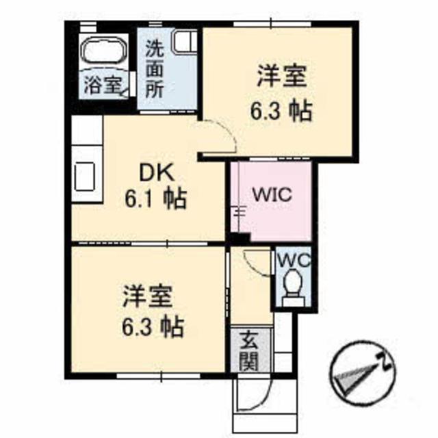 【福山市多治米町のアパートの間取り】