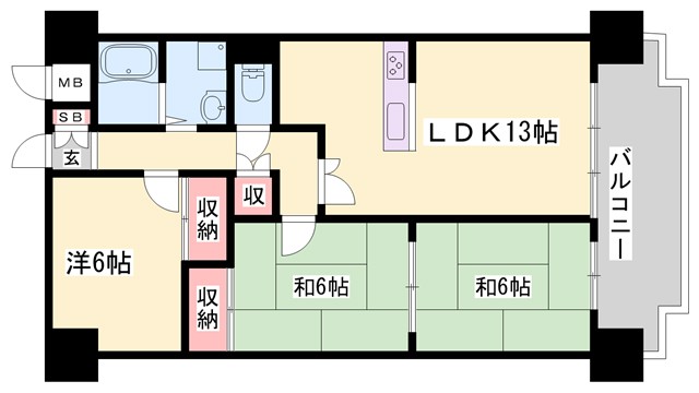 ＪＲ播但線 京口駅 徒歩8分 7階建 築41年の間取り写真