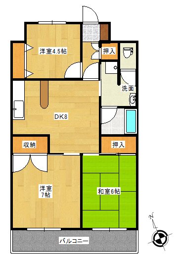 東武野田線 馬込沢駅 徒歩12分 3階建 築35年の間取り写真