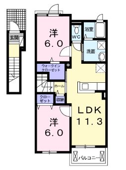 井原市高屋町のアパートの間取り