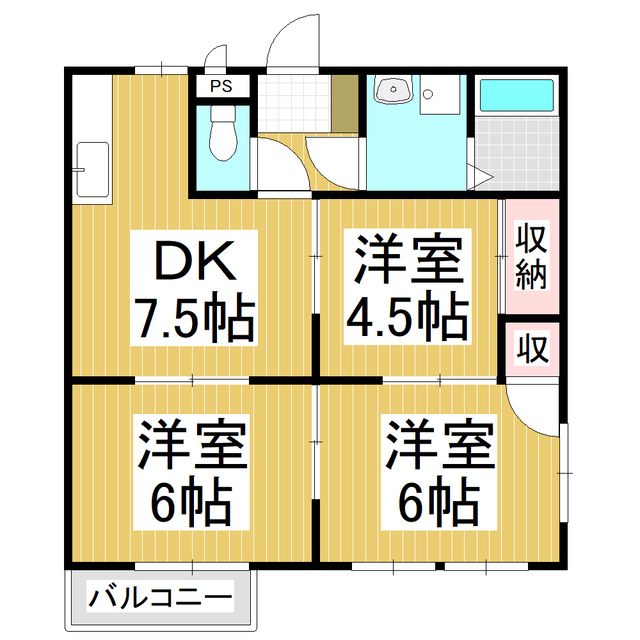 【松本市大字原のアパートの間取り】