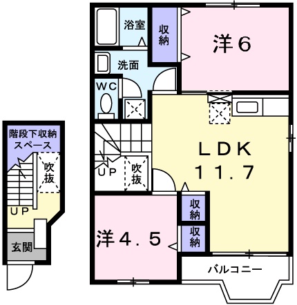 姫路市飾磨区城南町のアパートの間取り