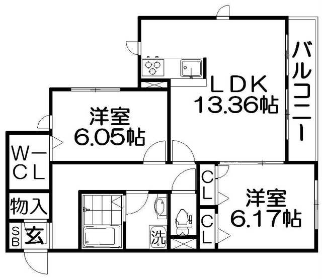 シャーメゾン若葉Ａ棟の間取り