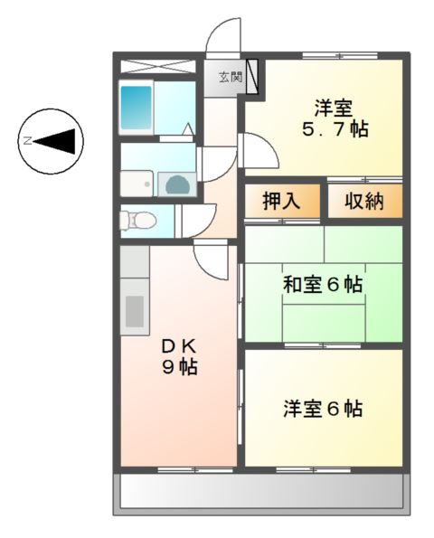 姫路市御国野町国分寺のアパートの間取り