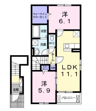 岡山県倉敷市東塚３（アパート）の賃貸物件の間取り